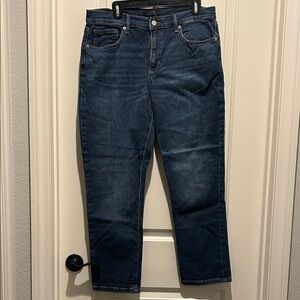 Banana Republic Girlfriend Mid-Rise Jeans in Dark Blue